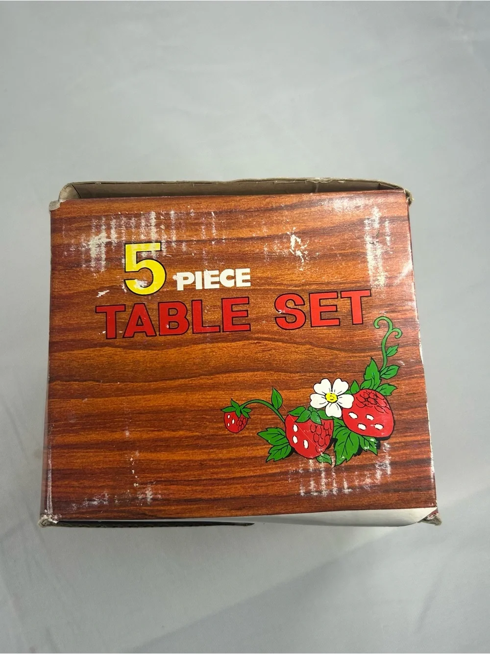 NOS Vtg 70s Wild Strawberries 5-Pc Table Set Ceramic Japan Kmart Cottagecore NIB